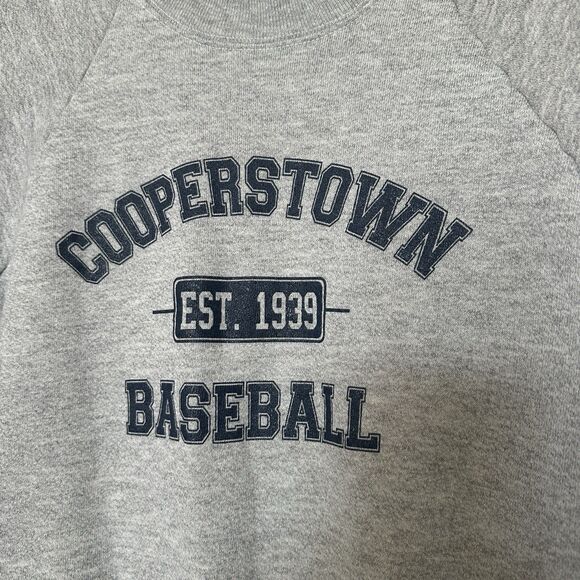 Vintage Fruit Of The Loom Fleece Sweatshirt Gray Cooperstown Baseball Youth Med - Picture 2 of 6